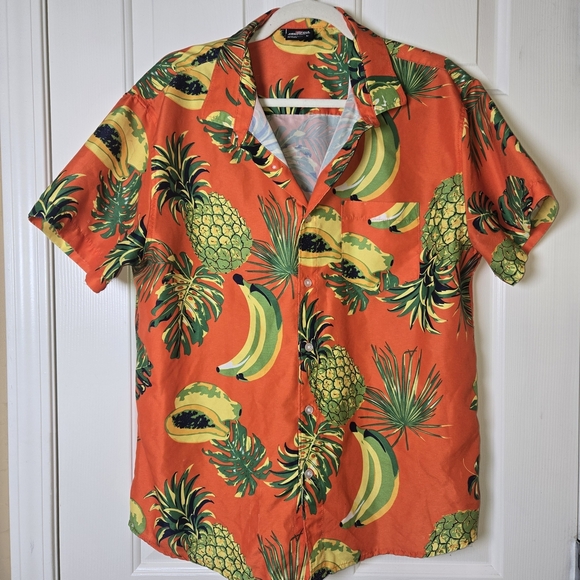 South Pole Tropical Fruit Print Shirt Retro Button Down Casual BOLD SUMMER Lg - Picture 1 of 16